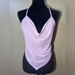 Misty Rose  Light Pink Crowl Neck Halter top Cami